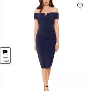 Xscape Off The Shoulder Bodycon dress- petite